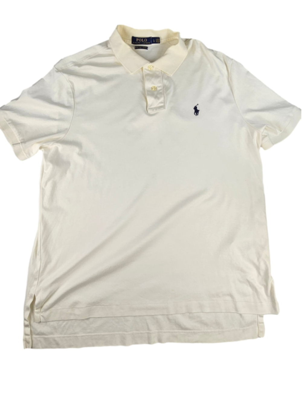 Polo Ralph Lauren Pima Soft Touch Polo Shirt Mens L ivory Cream Pony